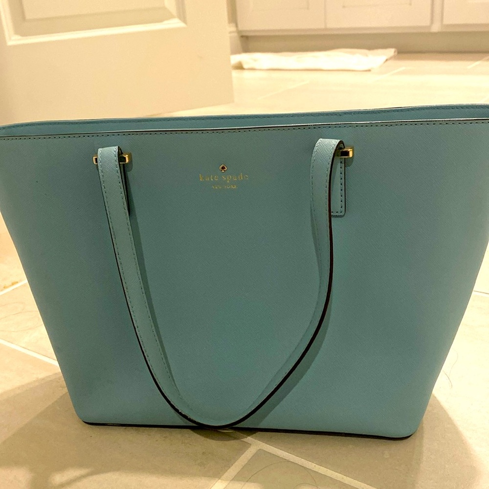 Like new baby blue Kate spade bag, no stains, Height 10.3 , length 12”
